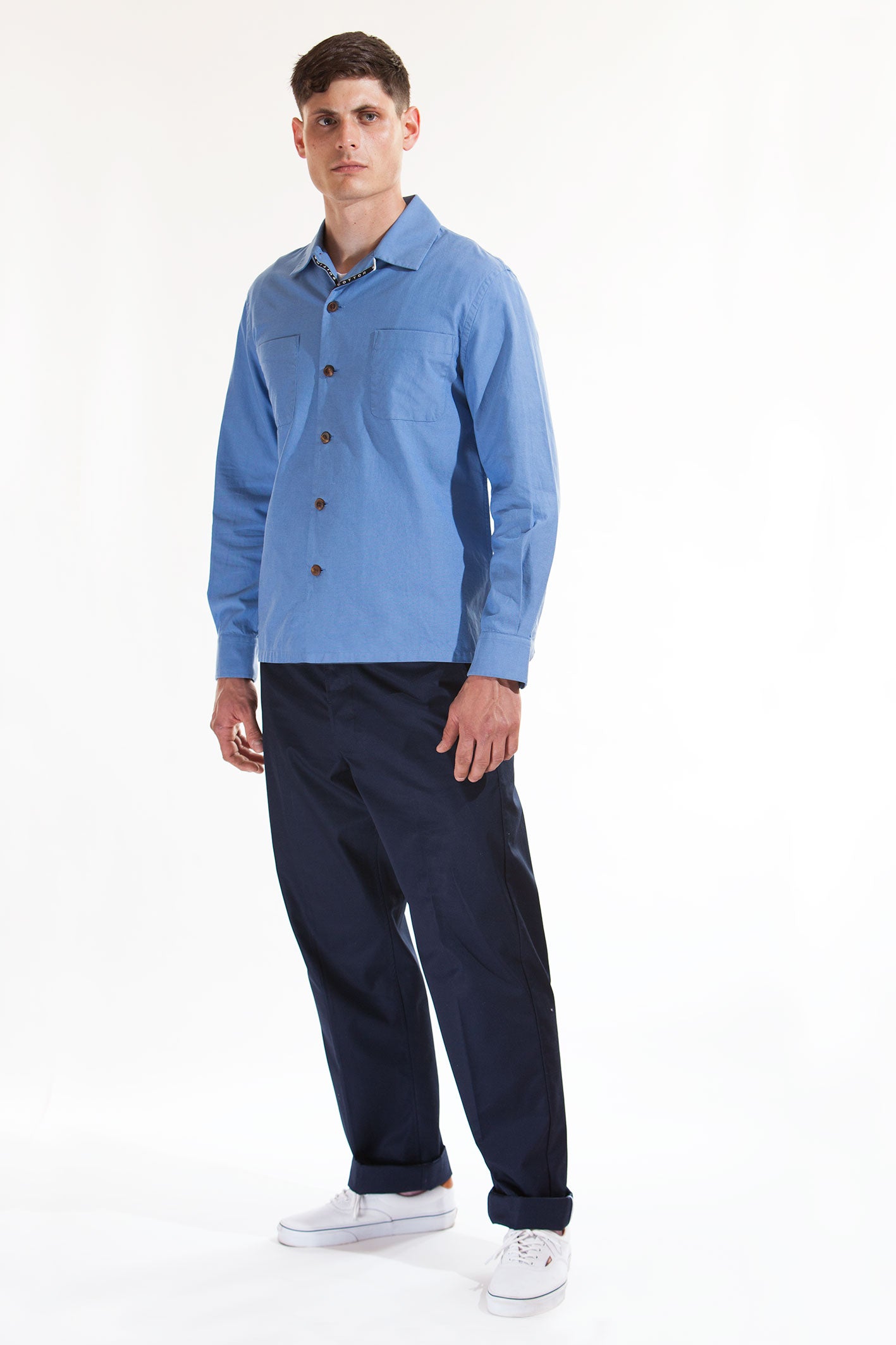 The cotton over-shirt - Mid blue