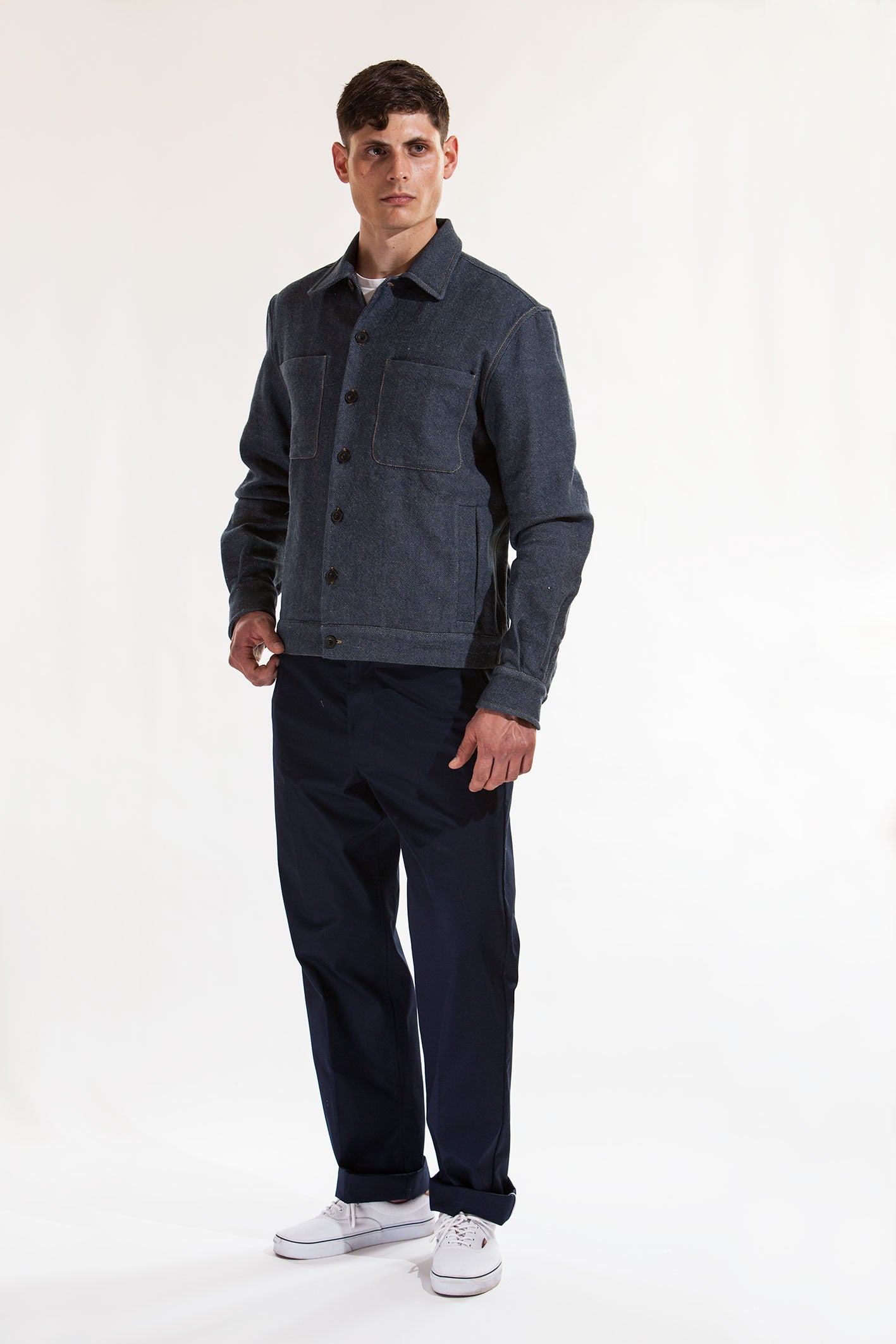 The lightweight cropped jacket - Denim fat twill